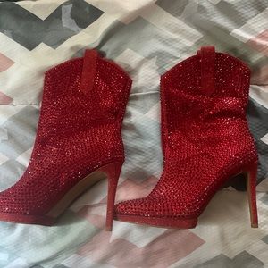 Red rhinestone boots